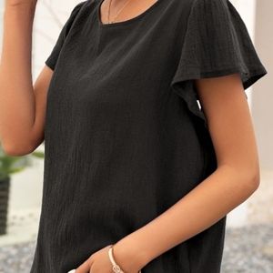 NWT Black Tied Bow Open Back Blouse